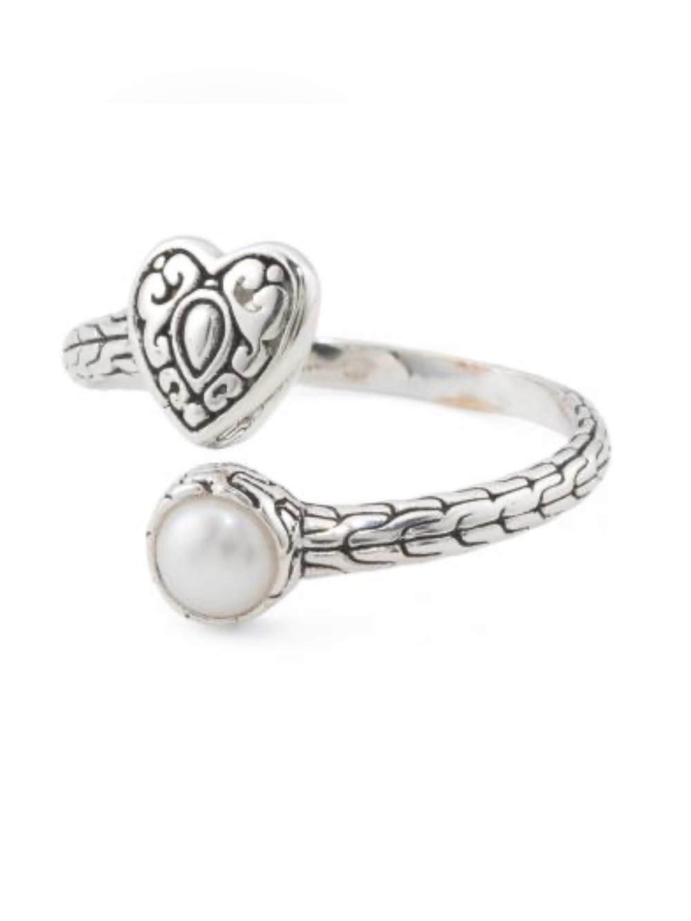 Elegant Sterling Silver Heart and Pearl Ring 💞